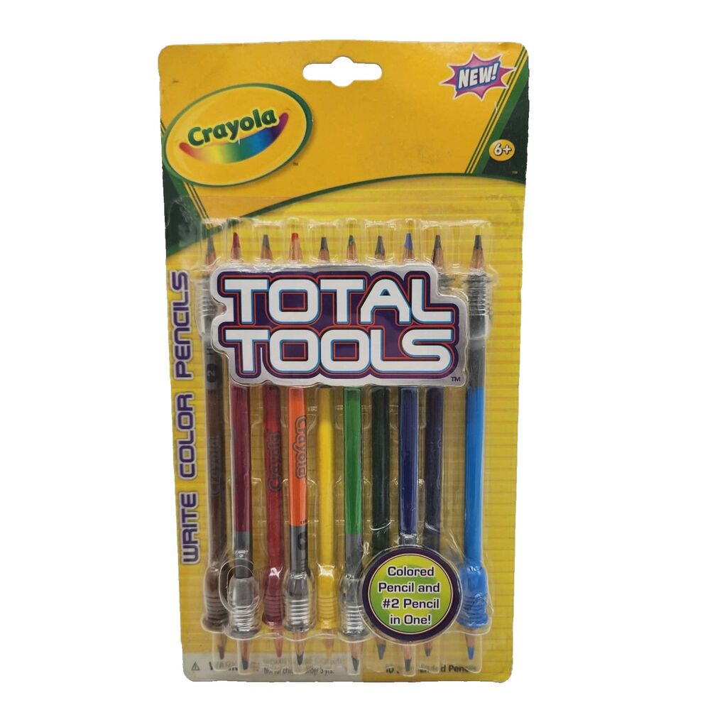 Crayola Total Tools Write Color Pencils 10 Dual Ended Grips NEW